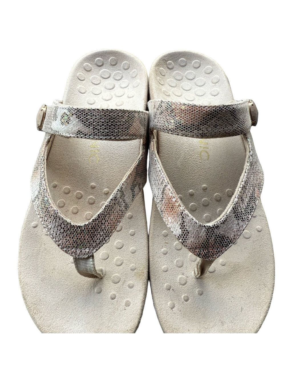 Vionic Cocoa Natural Snake Womens Sandal SZ 8.
